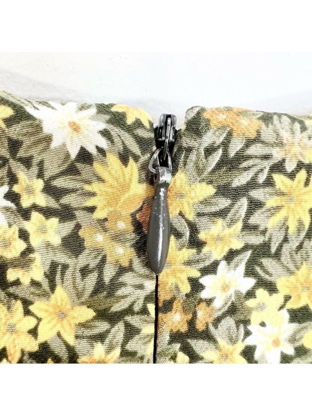 Vintage 90s Canadian made green orange peach floral sleeveless maxi dress 15/16 - Picture 10 of 13
